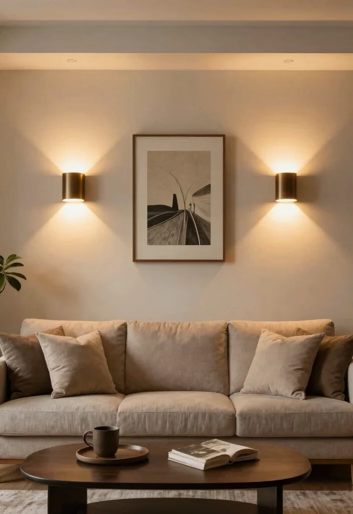 18 Wall Design in Living Room Ideas for Visual Impact and Style - 18. Dramatic Lighting Fixtures 1