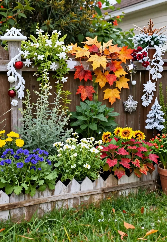 12 Decorated Fences for Artistic Fence Owners - 12. Seasonal Decor Changes 1