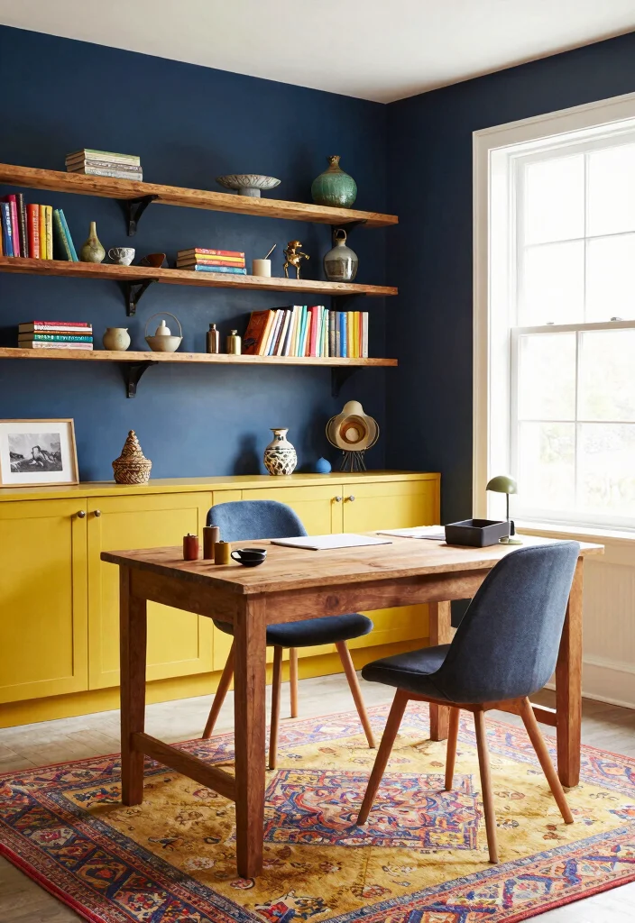 12 Paint Palettes Every Farmhouse Renovation Needs - 5. Mustard Yellow and Navy 1