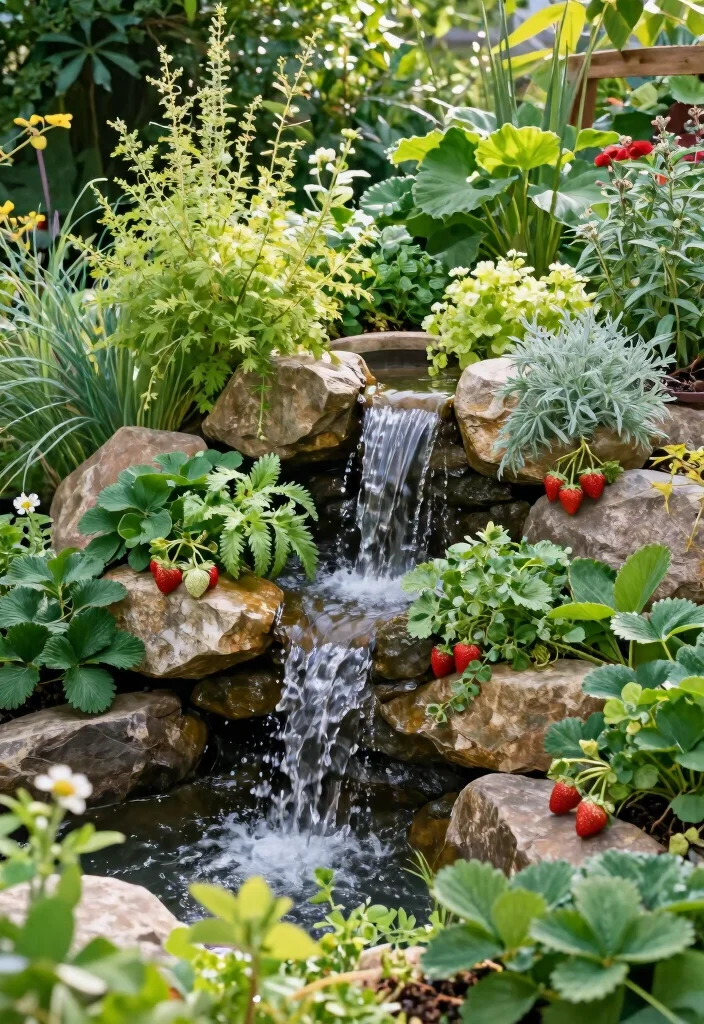 13 DIY Backyard Waterfall Projects for Nature Lovers - 10. Edible Garden Waterfall 1