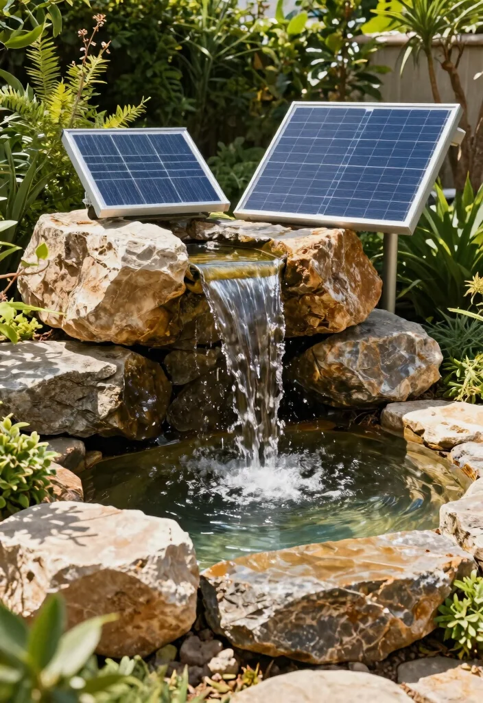 13 DIY Backyard Waterfall Projects for Nature Lovers - 13. Solar-Powered Waterfall 1