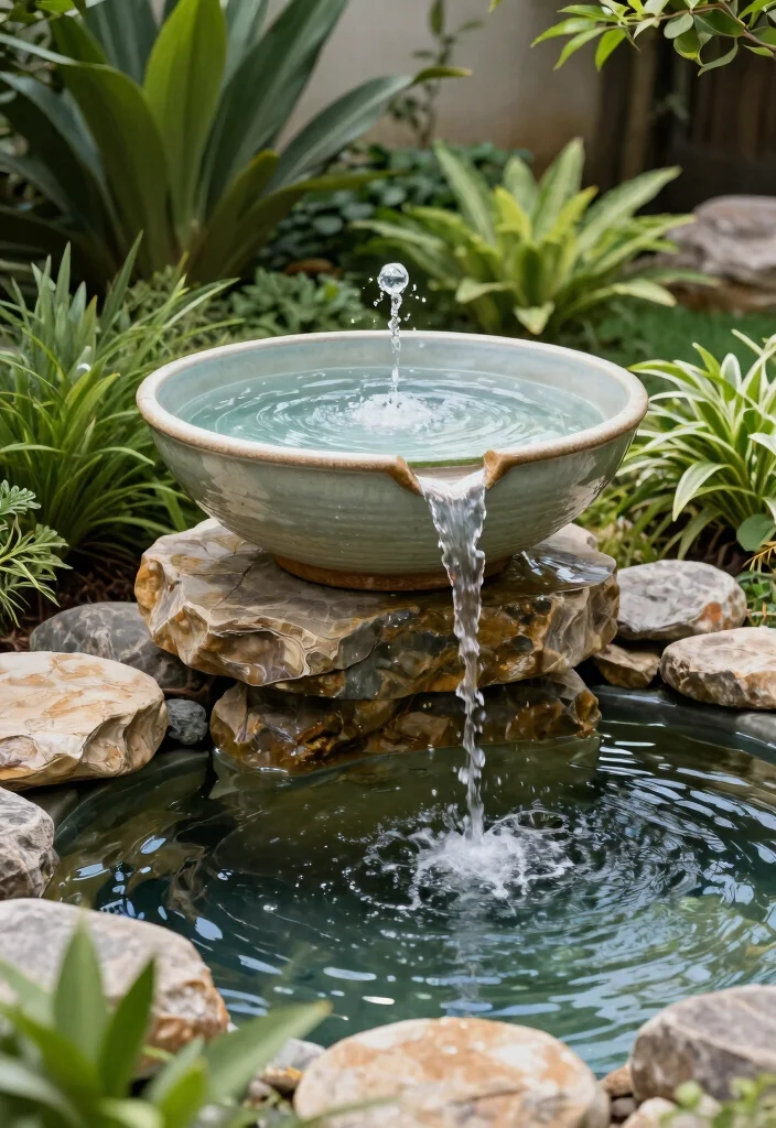 13 DIY Backyard Waterfall Projects for Nature Lovers - 4. Bowl Fountain Waterfall 1