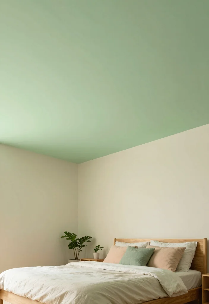 13 Green Ceiling Designs for Nature-Inspired Sleepers - 12. Green Wash Ceiling 1