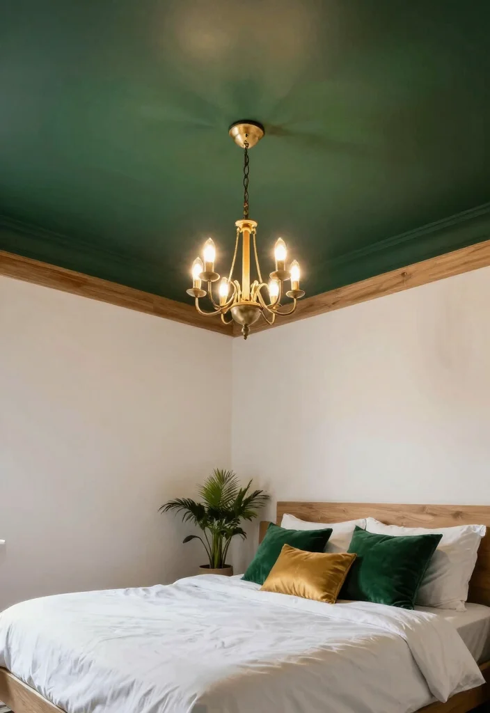 13 Green Ceiling Designs for Nature-Inspired Sleepers - 4. Dark Forest Green Statement Ceiling 1