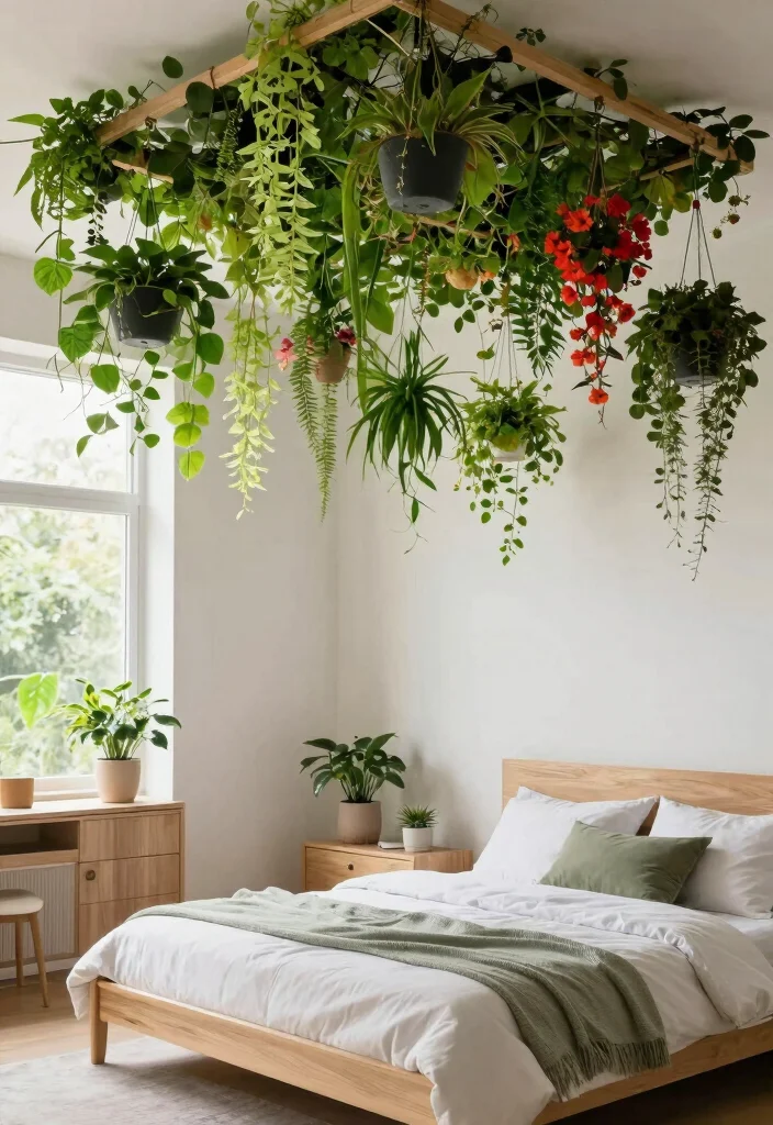 13 Green Ceiling Designs for Nature-Inspired Sleepers - 7. Lush Green Ceiling Garden 1