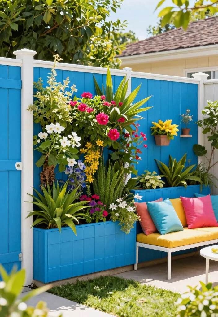 13 Horizontal Fence Designs for Privacy Seekers - 12. Colorful Composite Privacy Fence 1