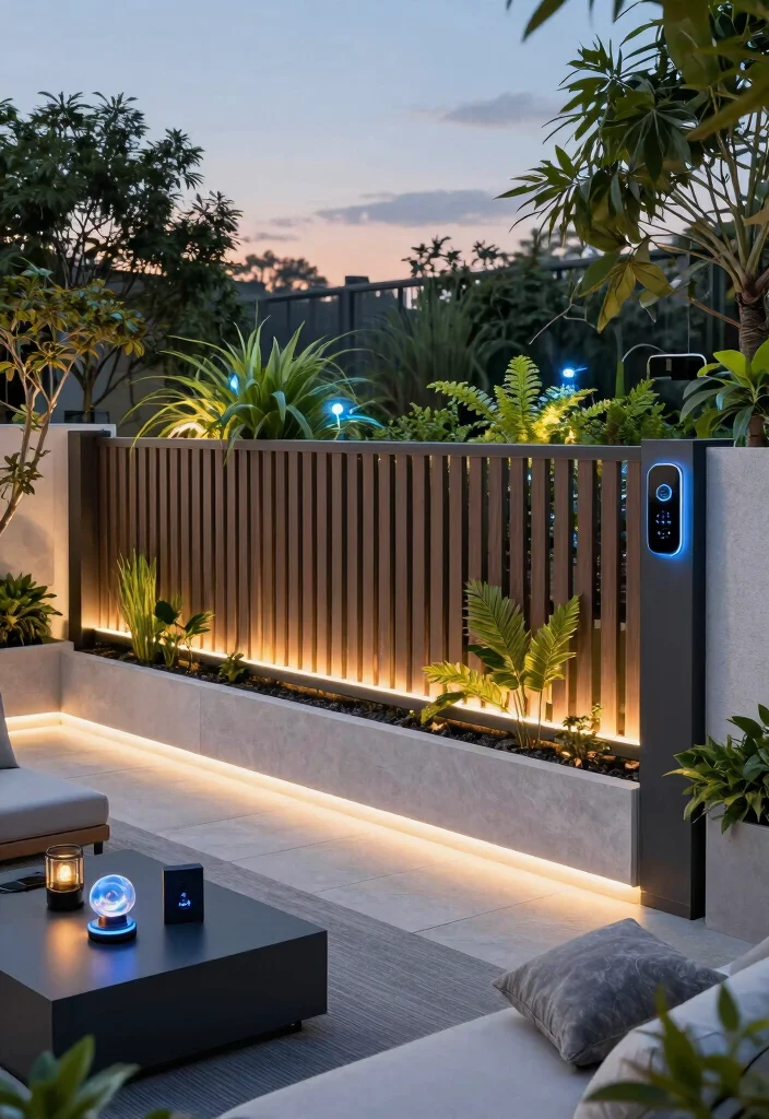 13 Horizontal Fence Designs for Privacy Seekers - 13. Smart Technology Privacy Fence 1