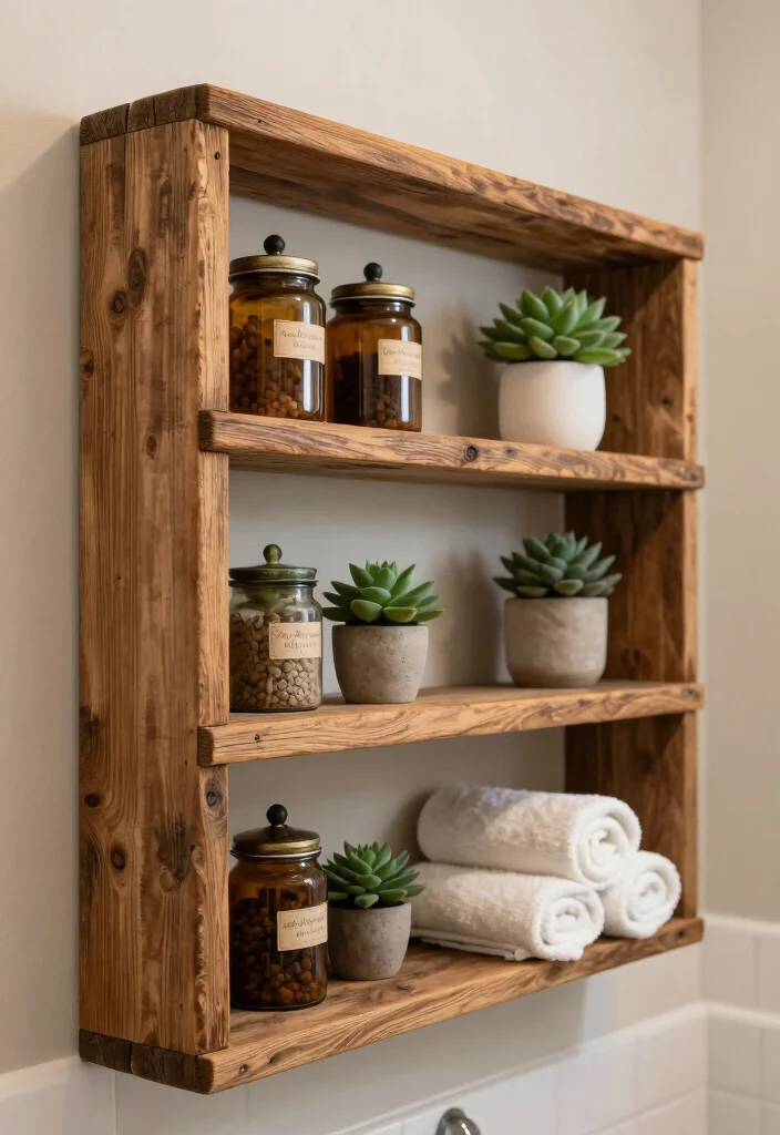 13 Small Bath Upgrades for Cozy Home Planners - 1. Reclaimed Wood Shelves 1