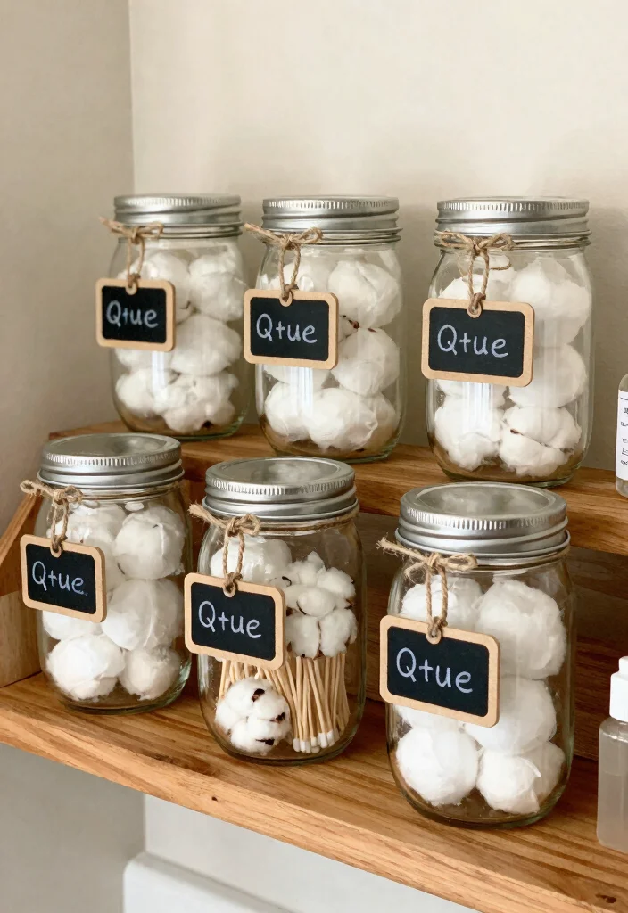 13 Small Bath Upgrades for Cozy Home Planners - 3. Charming Mason Jar Organizers 1