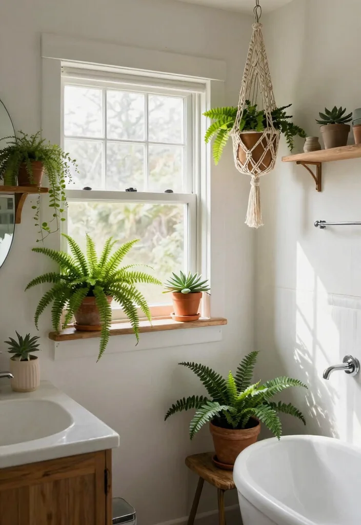 13 Small Bath Upgrades for Cozy Home Planners - 9. Natural Elements with Greenery 1