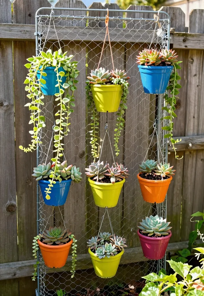 14 Chicken Wire Fence Setups for Hobby Farmers - 5. Vertical Plant Hangers 1