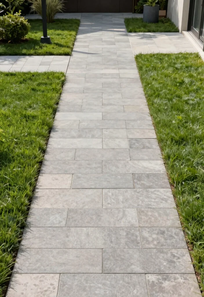 14 Grass and Paver Combos That Look Professional - 13. Elegant Straight-Lined Grass and Pavers 1