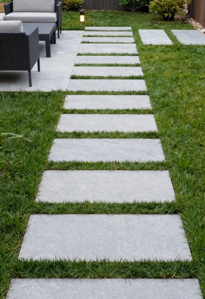 14 Grass and Paver Combos That Look Professional - 4. Modern Linear Patio with Grass Edges 1