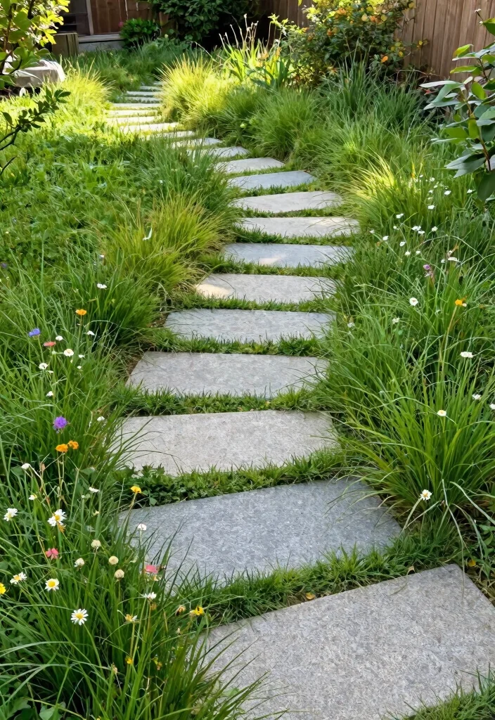 14 Grass and Paver Combos That Look Professional - 8. Eco-Friendly Paver Pattern with Native Grass 1