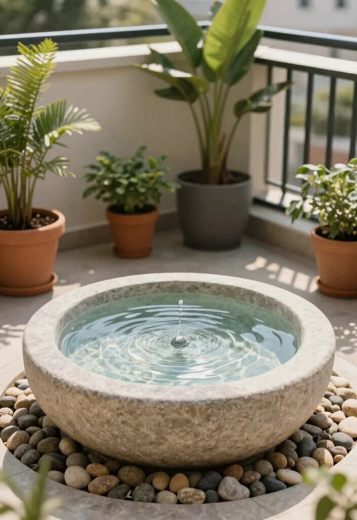 14 Japandi Balcony Ideas for Minimalist Professionals - 9. Simple Water Features 1
