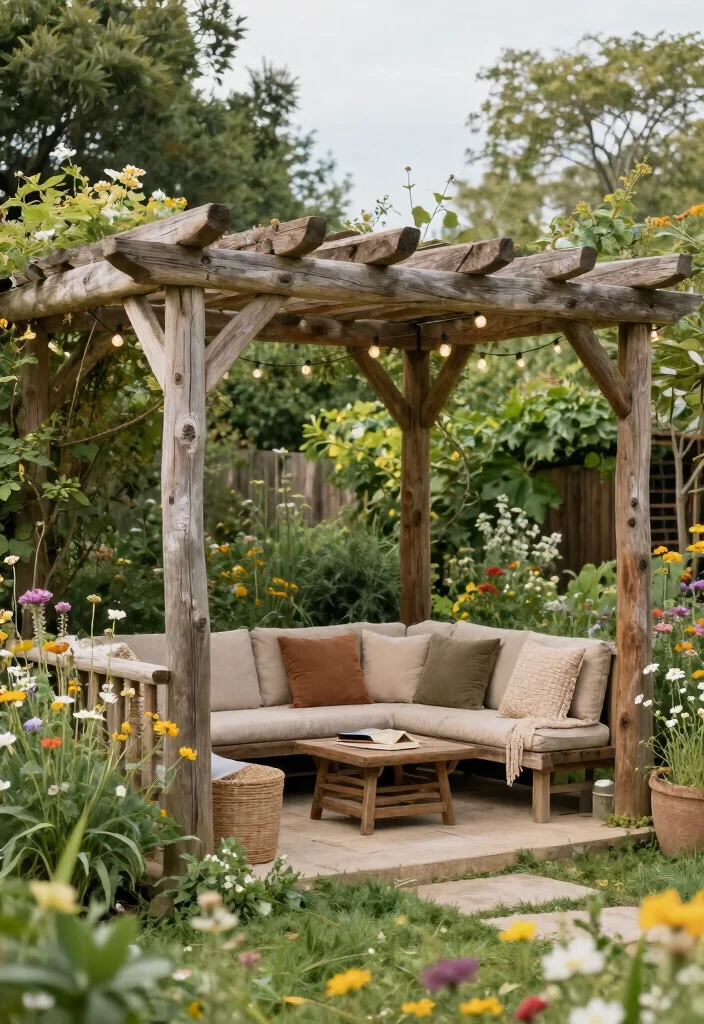 14 Pergola Structures for Shaded Lounging Lovers - 9. Rustic Timber Pergola 1