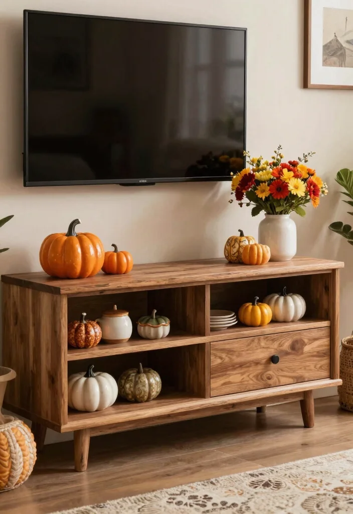 14 Styled TV Stands for Country-Home Enthusiasts - 14. Seasonal Decor Switch-Up 1