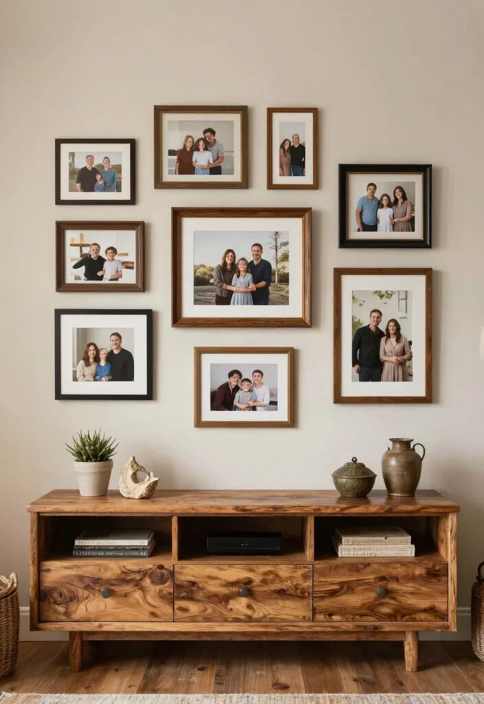 14 Styled TV Stands for Country-Home Enthusiasts - 8. Farmhouse Gallery Wall 1