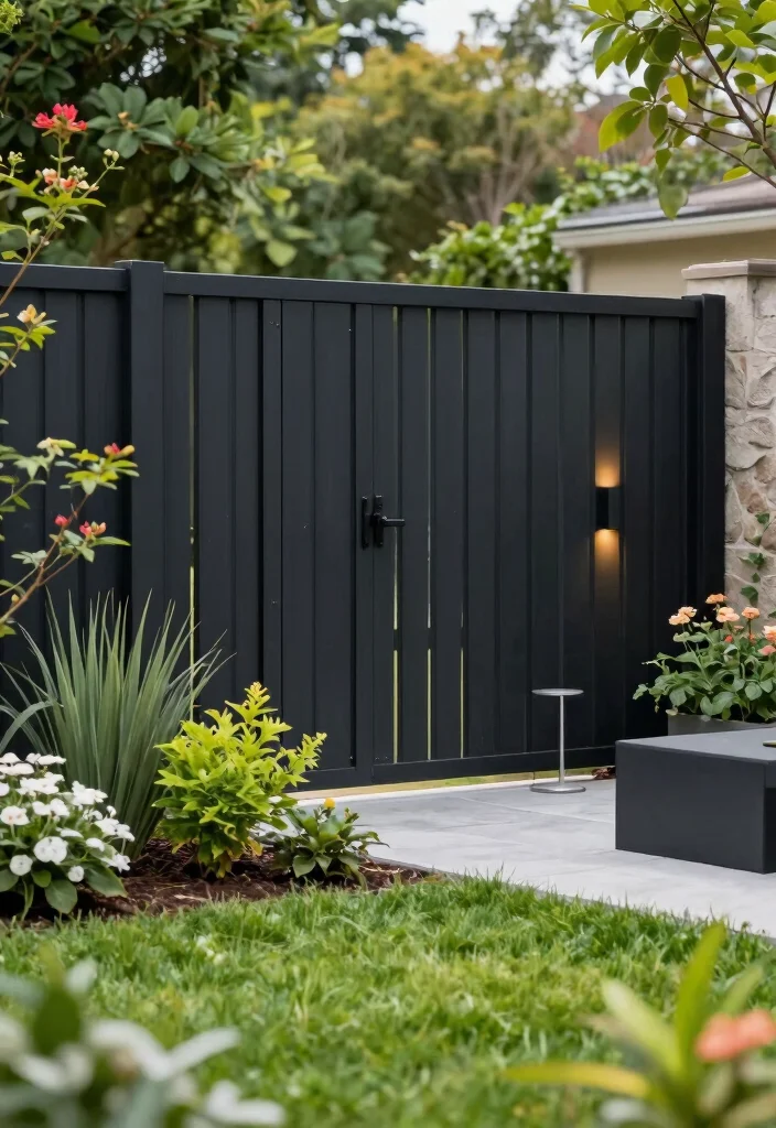 15 Black Fencing Styles for Dramatic Home Updates - 1. Sleek Vertical Slats 1