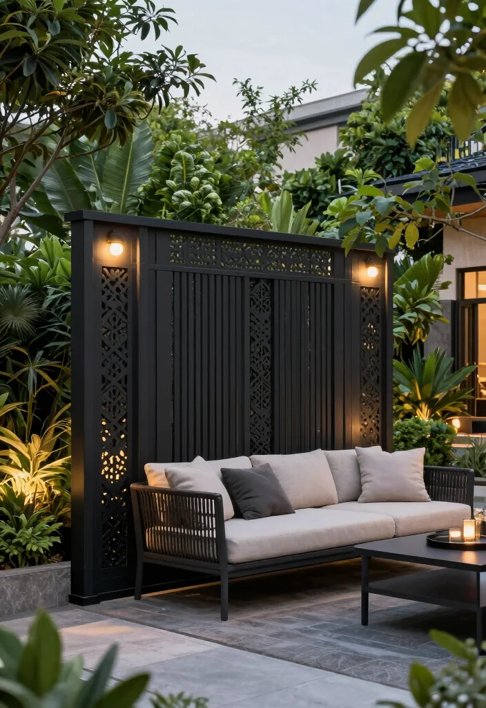 15 Black Fencing Styles for Dramatic Home Updates - 10. Modern Privacy Screens 1