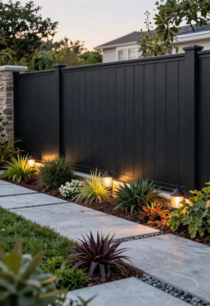15 Black Fencing Styles for Dramatic Home Updates - 3. Contemporary Panel Fencing 1