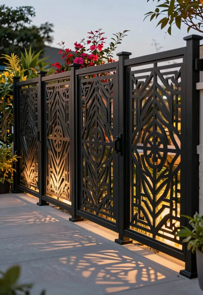 15 Black Fencing Styles for Dramatic Home Updates - 4. Artistic Decor Fencing 1