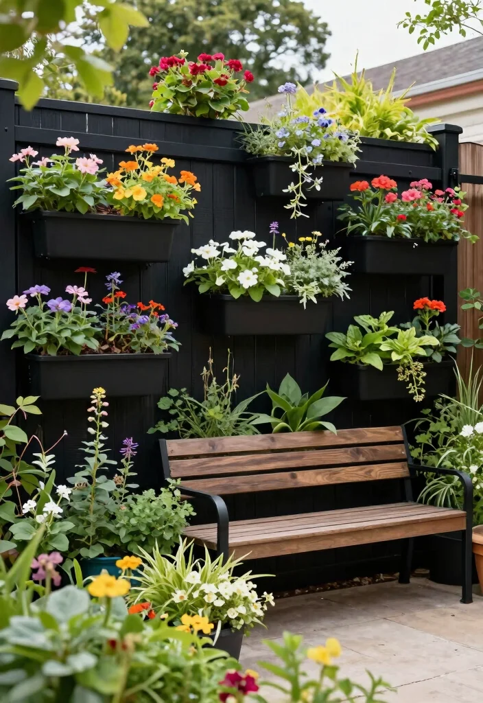 15 Black Fencing Styles for Dramatic Home Updates - 7. Fence with Integrated Planters 1