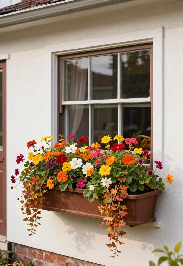 15 Fall Planter Ideas for Seasonal Decorators - 10. Cheerful Window Boxes 1