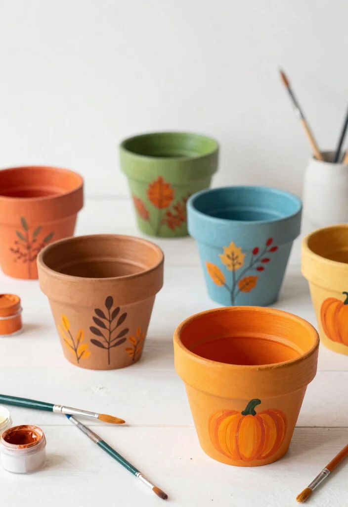 15 Fall Planter Ideas for Seasonal Decorators - 13. DIY Painted Planters 1