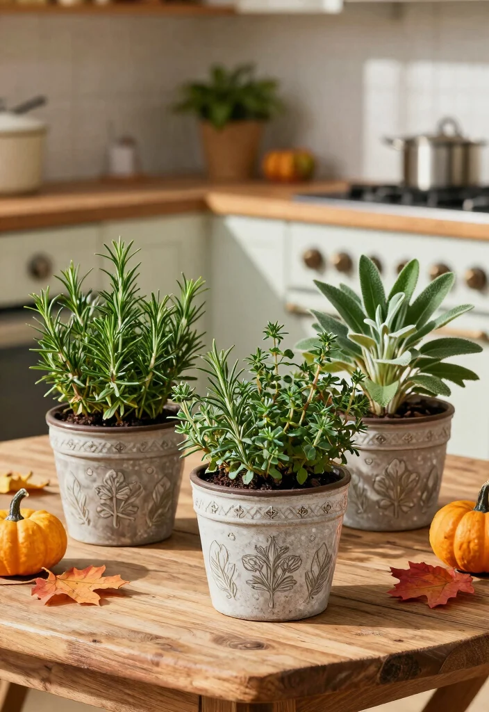 15 Fall Planter Ideas for Seasonal Decorators - 7. Seasonal Herb Planters 1