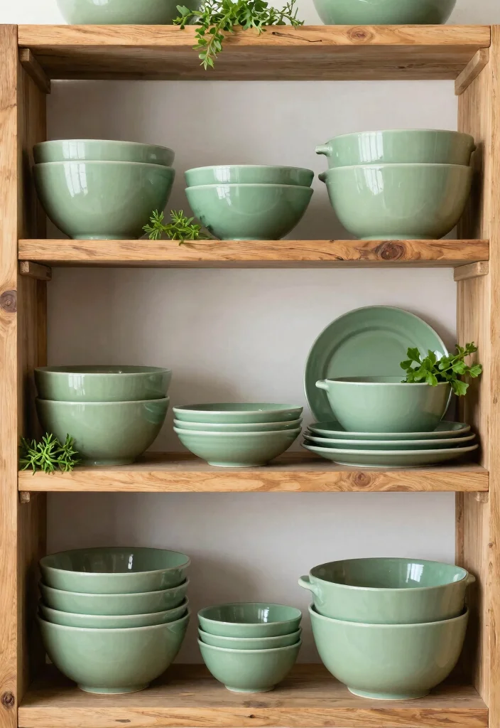 15 Sage Green Ideas for Earthy Kitchen Cooks - 10. Sage Green Kitchenware 1