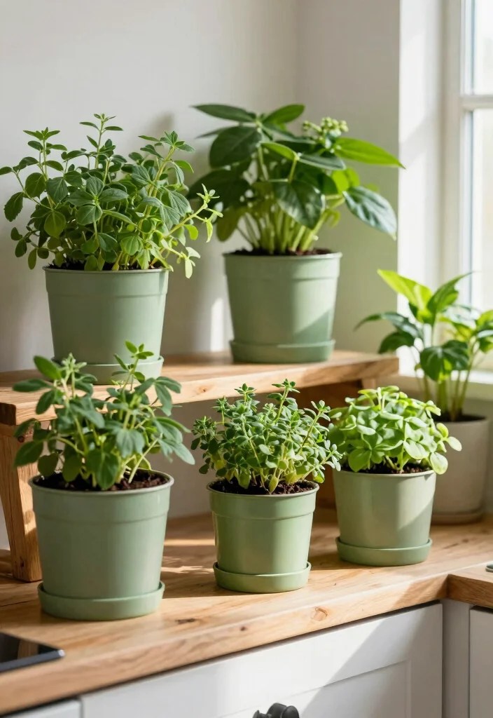15 Sage Green Ideas for Earthy Kitchen Cooks - 14. Sage Green Indoor Plants 1