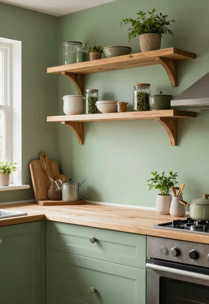 15 Sage Green Ideas for Earthy Kitchen Cooks - 5. Sage Green Wall Paint 1
