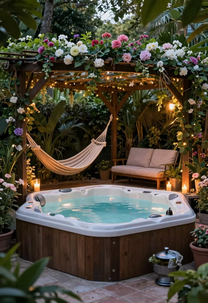 15 Spa-Worthy Hot Tub Setups for Tired Homeowners - 14. Romantic Hideaway 1