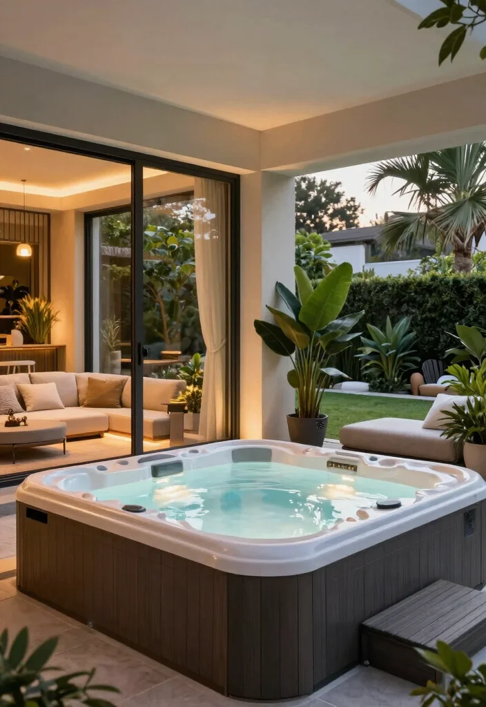 15 Spa-Worthy Hot Tub Setups for Tired Homeowners - 3. Luxurious Indoor-Outdoor Integration 1