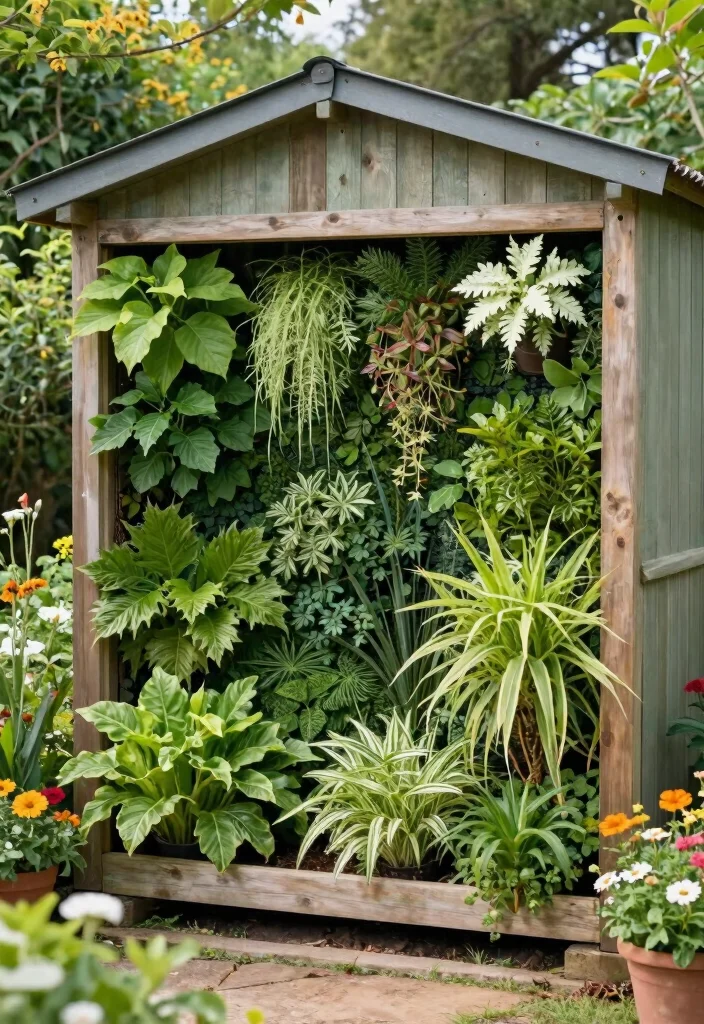 15 Storage Shed Designs for Clutter-Fighting Homeowners - 12. Storage Shed with Green Wall 1