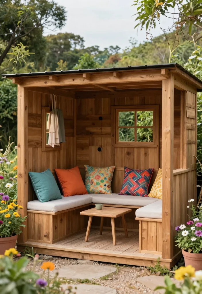 15 Storage Shed Designs for Clutter-Fighting Homeowners - 13. Shed with Built-in Seating 1