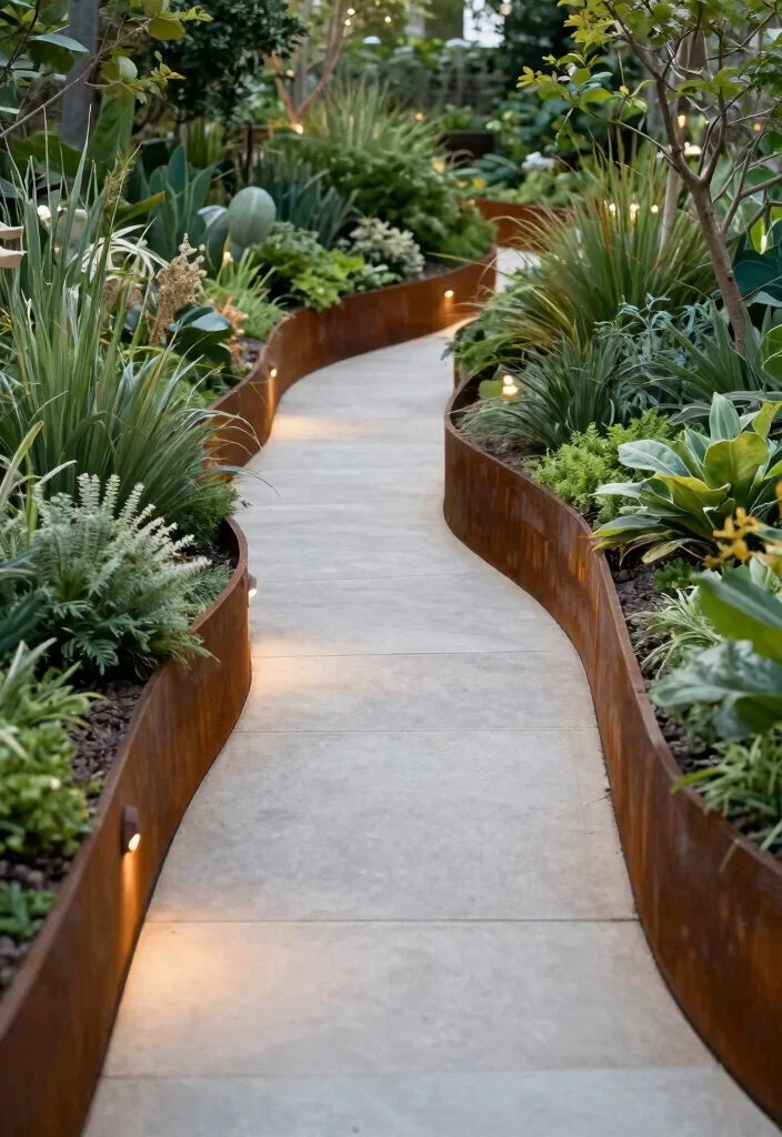 16 Corten Steel Fencing for Modern Architecture Buffs - 13. Artistic Borders for Pathways 1