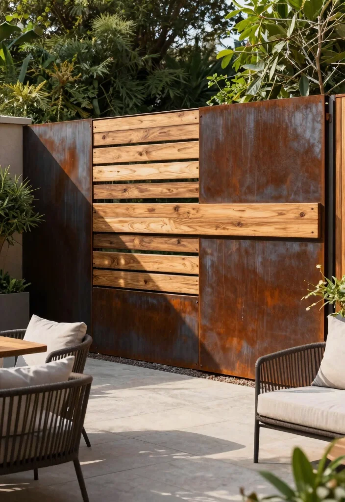 16 Corten Steel Fencing for Modern Architecture Buffs - 4. Mixed Materials 1