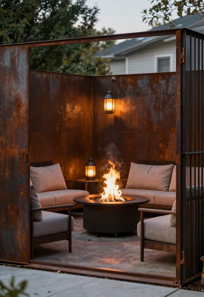 16 Corten Steel Fencing for Modern Architecture Buffs - 7. Fire Pit Boundaries 1