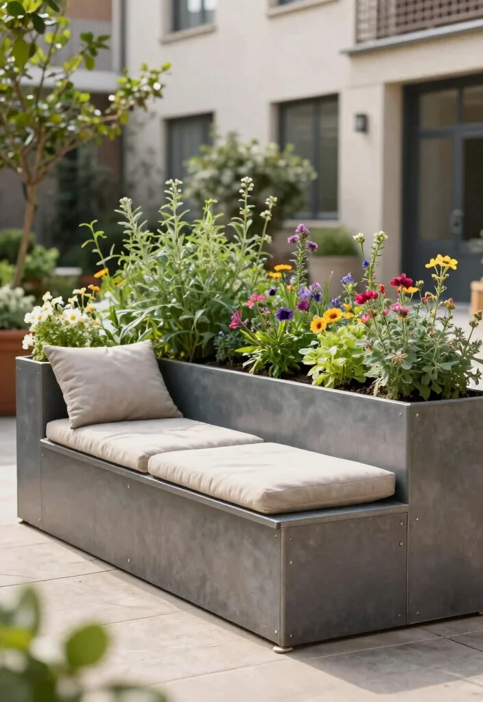16 Eco-Friendly Metal Raised Beds for Urban Gardeners - 13. Garden Bed with Built-in Seating 1