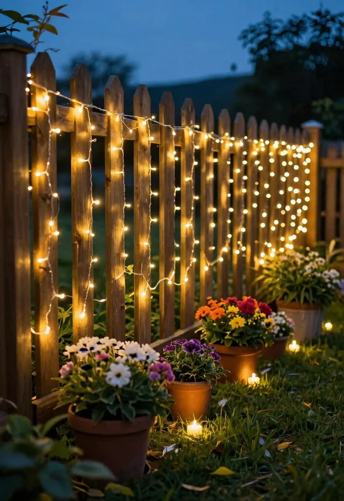 16 Fence Lighting Ideas for Evening Entertainers - 1. Twinkling String Lights 1