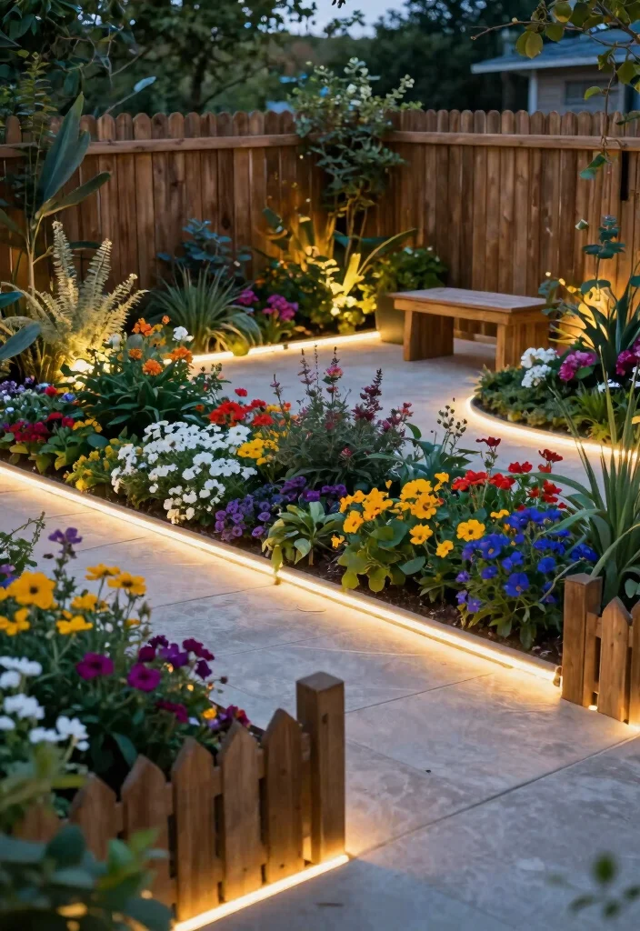 16 Fence Lighting Ideas for Evening Entertainers - 10. Illuminated Garden Edging 1