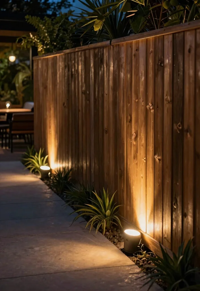 16 Fence Lighting Ideas for Evening Entertainers - 12. Pathway Spotlighting 1