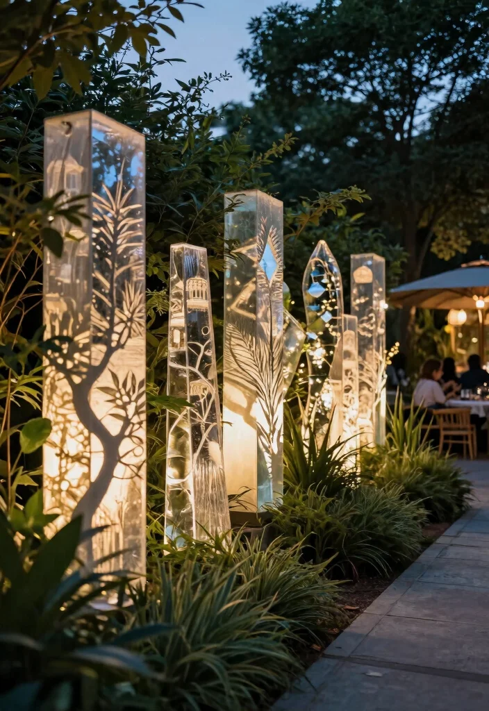 16 Fence Lighting Ideas for Evening Entertainers - 14. Artistic Light Sculptures 1