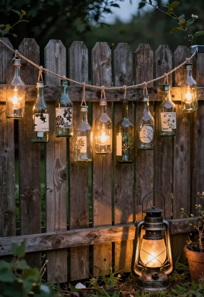 16 Fence Lighting Ideas for Evening Entertainers - 15. Repurposed Vintage Items 1