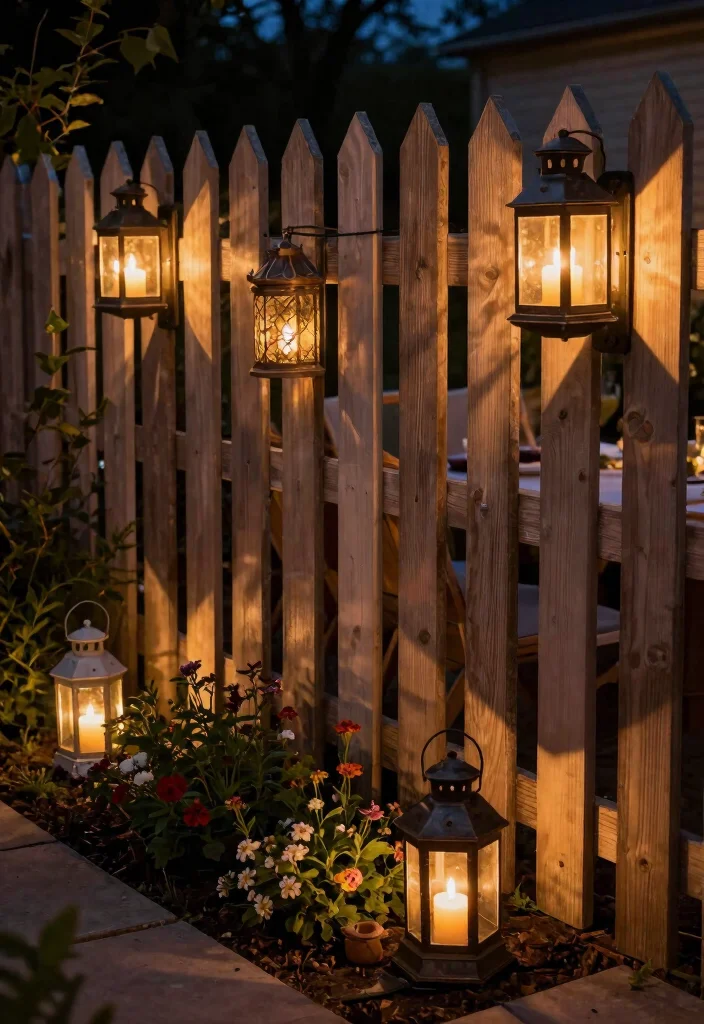16 Fence Lighting Ideas for Evening Entertainers - 2. Rustic Lanterns 1