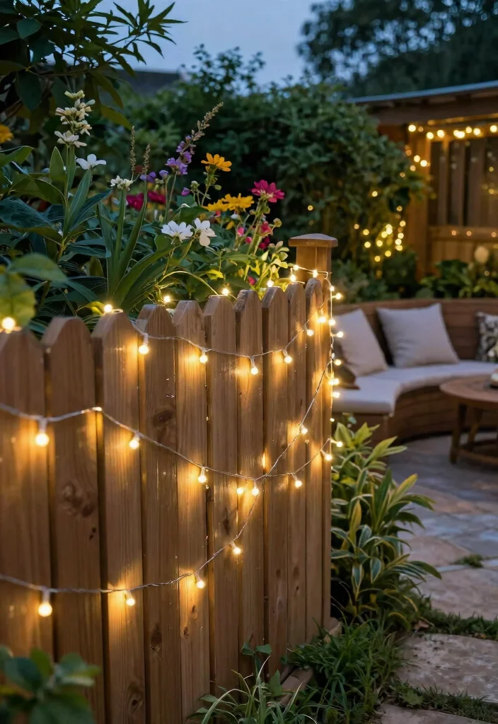 16 Fence Lighting Ideas for Evening Entertainers - 3. Solar-Powered Fairy Lights 1
