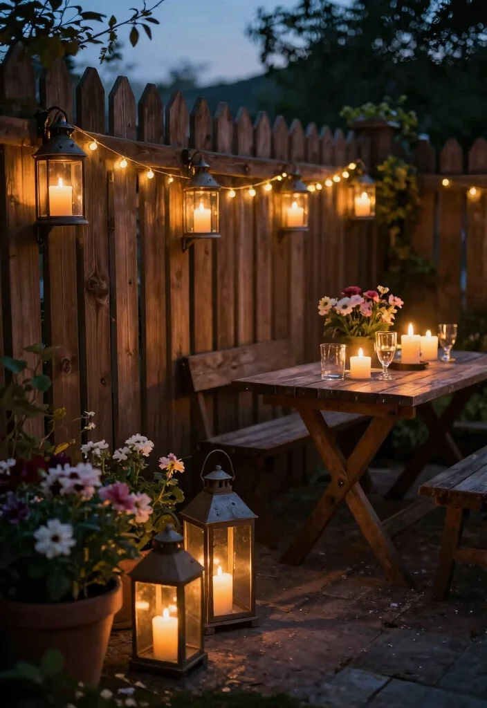 16 Fence Lighting Ideas for Evening Entertainers - 7. Candlelit Charm 1