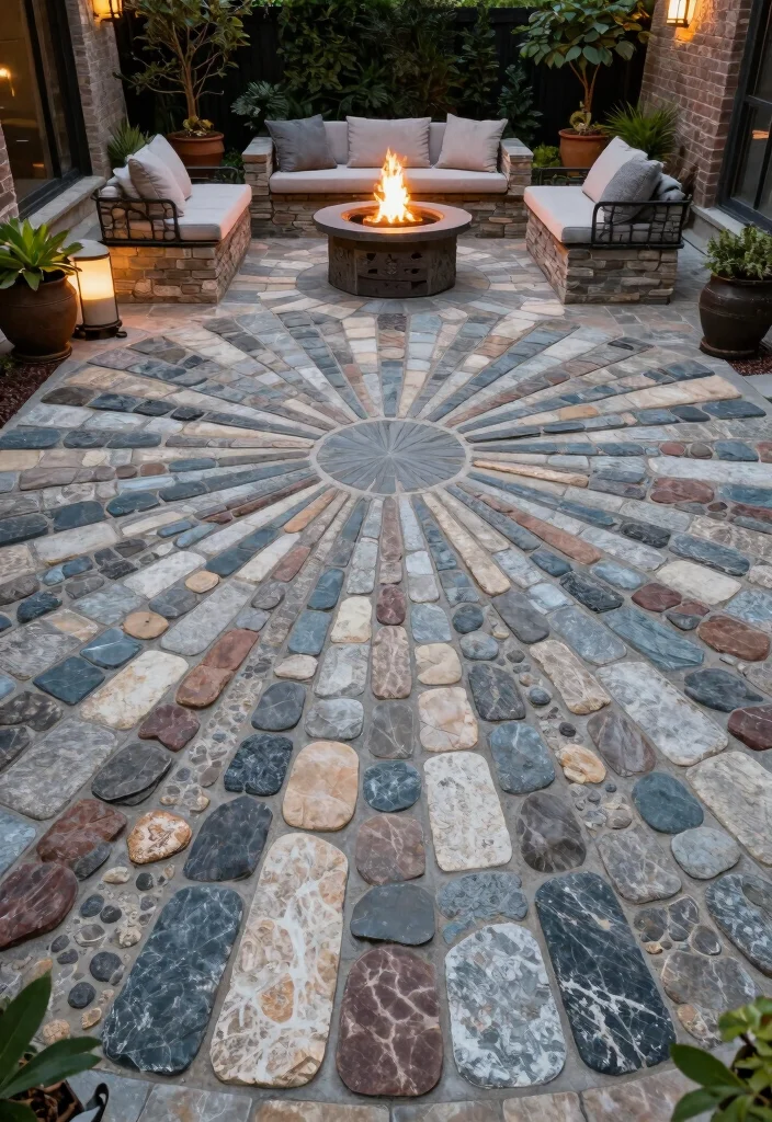 16 Interlock Patio Patterns for Budget-Conscious Owners - 15. DIY Fan Patterns 1